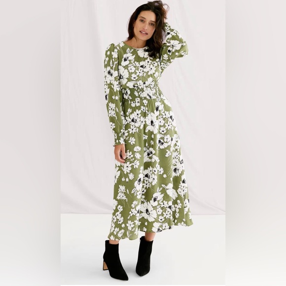 Marks & Spencer Dresses & Skirts - M&S x Ghost Green Floral Shirred Midi Waisted Dress